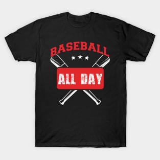 Basseball All Day design art T-Shirt